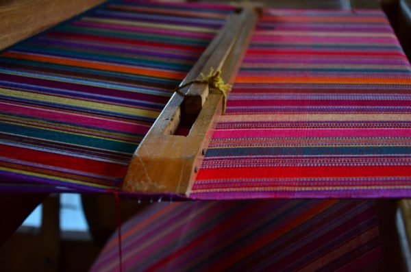 Foot loom weavign foot loom weaving in Guatemala