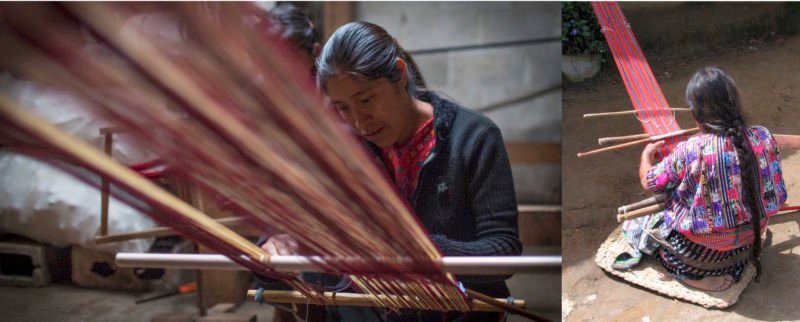Mayan backstrap loom weaving